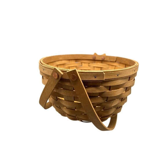 Longaberger Wood Potluck Basket 2 Handle 2009 Rustic Versatile Storage 10x5.75" - Picture 3 of 10